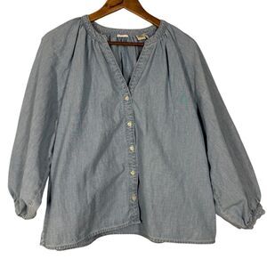 Levi's Balloon Sleeve Denim Chambray Top Womens L Western Rodeo Cowgirl